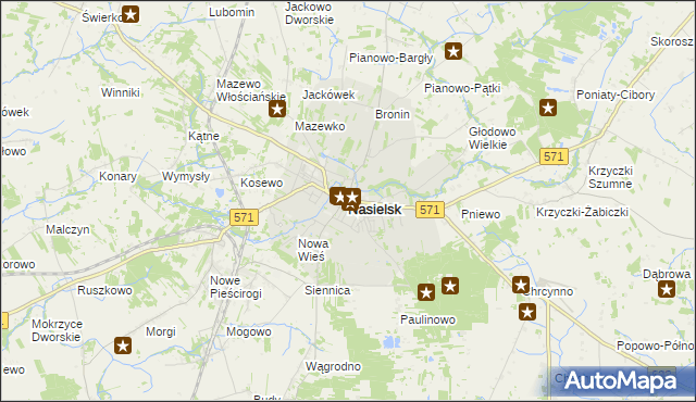 mapa Nasielsk, Nasielsk na mapie Targeo