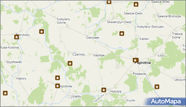 mapa Nasiłów gmina Paprotnia, Nasiłów gmina Paprotnia na mapie Targeo