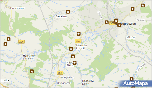 mapa Nawojów Łużycki, Nawojów Łużycki na mapie Targeo