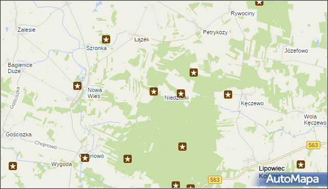 mapa Niedziałki gmina Kuczbork-Osada, Niedziałki gmina Kuczbork-Osada na mapie Targeo
