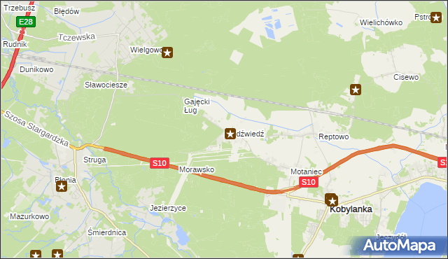 mapa Niedźwiedź gmina Kobylanka, Niedźwiedź gmina Kobylanka na mapie Targeo