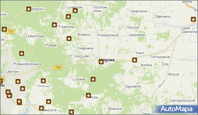 mapa Niegowa, Niegowa na mapie Targeo