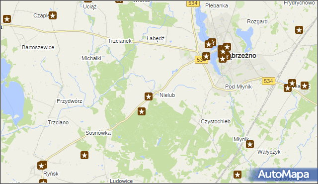 mapa Nielub, Nielub na mapie Targeo