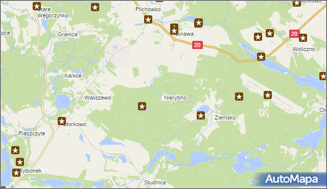 mapa Nierybno, Nierybno na mapie Targeo