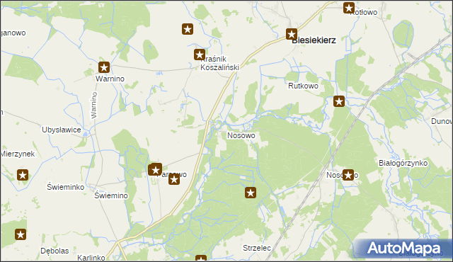 mapa Nosowo gmina Biesiekierz, Nosowo gmina Biesiekierz na mapie Targeo