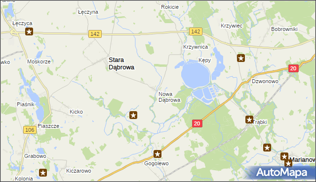 mapa Nowa Dąbrowa gmina Stara Dąbrowa, Nowa Dąbrowa gmina Stara Dąbrowa na mapie Targeo