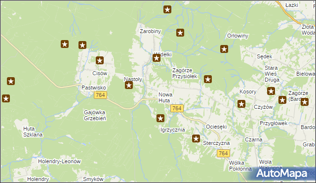 mapa Nowa Huta gmina Raków, Nowa Huta gmina Raków na mapie Targeo