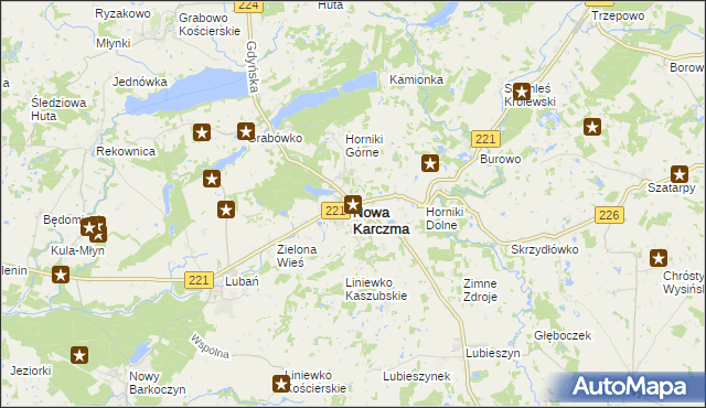 mapa Nowa Karczma powiat kościerski, Nowa Karczma powiat kościerski na mapie Targeo