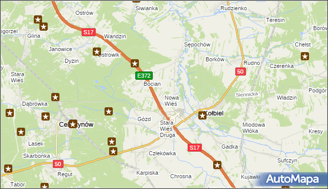 mapa Nowa Wieś gmina Kołbiel, Nowa Wieś gmina Kołbiel na mapie Targeo