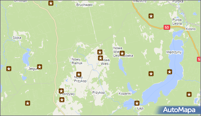mapa Nowa Wieś gmina Purda, Nowa Wieś gmina Purda na mapie Targeo