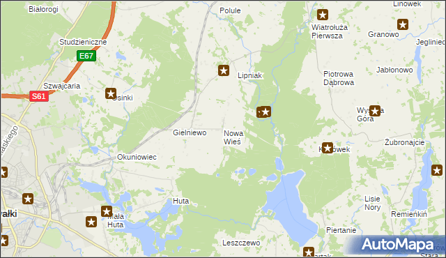 mapa Nowa Wieś gmina Suwałki, Nowa Wieś gmina Suwałki na mapie Targeo