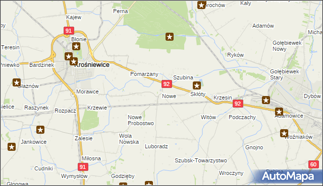 mapa Nowe gmina Krośniewice, Nowe gmina Krośniewice na mapie Targeo