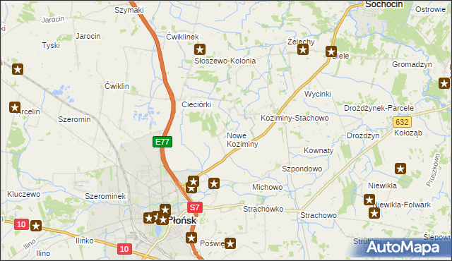 mapa Nowe Koziminy, Nowe Koziminy na mapie Targeo