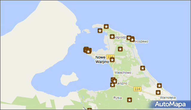 mapa Nowe Warpno, Nowe Warpno na mapie Targeo