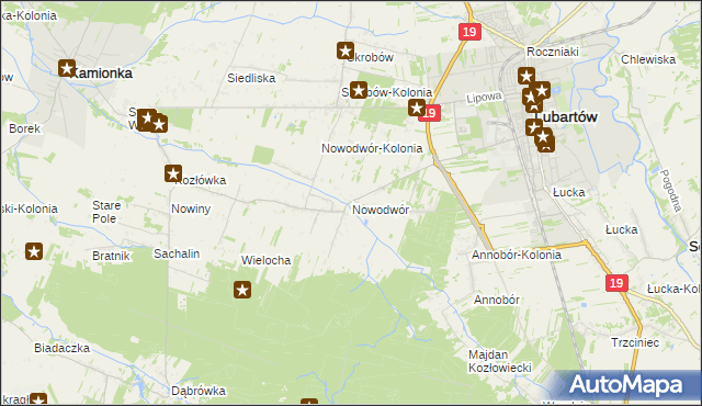 mapa Nowodwór gmina Lubartów, Nowodwór gmina Lubartów na mapie Targeo