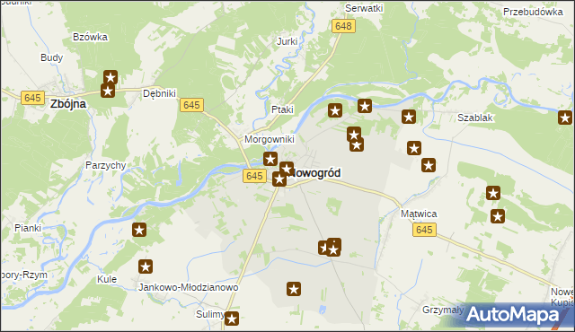 mapa Nowogród powiat łomżyński, Nowogród powiat łomżyński na mapie Targeo