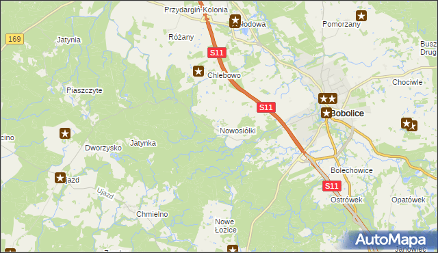 mapa Nowosiółki gmina Bobolice, Nowosiółki gmina Bobolice na mapie Targeo