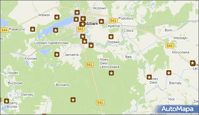 mapa Nowy Dwór Leśniczówka, Nowy Dwór Leśniczówka na mapie Targeo