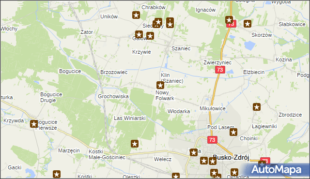 mapa Nowy Folwark gmina Busko-Zdrój, Nowy Folwark gmina Busko-Zdrój na mapie Targeo