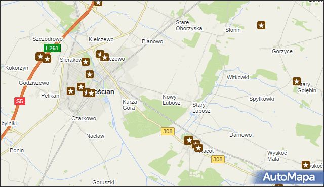 mapa Nowy Lubosz, Nowy Lubosz na mapie Targeo