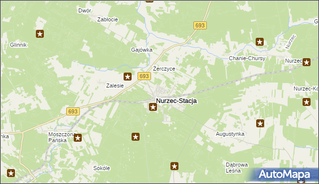 mapa Nurzec-Stacja, Nurzec-Stacja na mapie Targeo