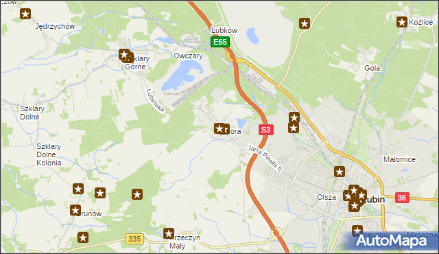 mapa Obora gmina Lubin, Obora gmina Lubin na mapie Targeo
