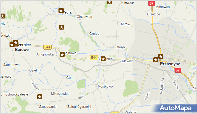 mapa Obrębiec, Obrębiec na mapie Targeo