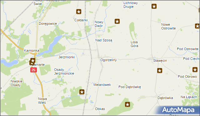 mapa Ogorzeliny, Ogorzeliny na mapie Targeo