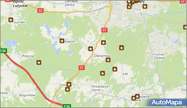 mapa Olbrachtów, Olbrachtów na mapie Targeo