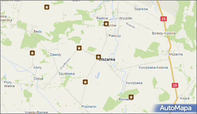mapa Olszanka powiat łosicki, Olszanka powiat łosicki na mapie Targeo