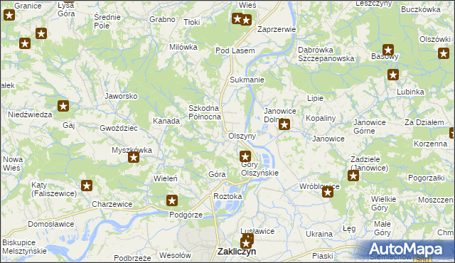 mapa Olszyny gmina Wojnicz, Olszyny gmina Wojnicz na mapie Targeo