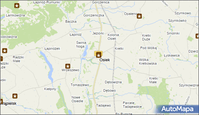 mapa Osiek powiat brodnicki, Osiek powiat brodnicki na mapie Targeo