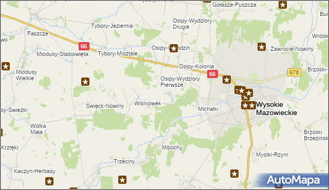 mapa Osipy-Zakrzewizna, Osipy-Zakrzewizna na mapie Targeo