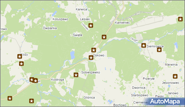 mapa Oskowo, Oskowo na mapie Targeo