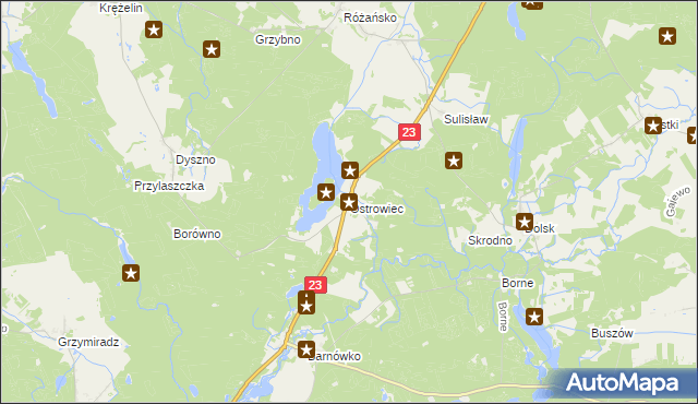 mapa Ostrowiec gmina Dębno, Ostrowiec gmina Dębno na mapie Targeo