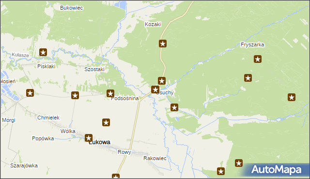 mapa Osuchy gmina Łukowa, Osuchy gmina Łukowa na mapie Targeo