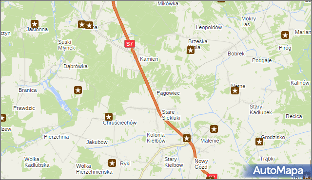 mapa Pągowiec gmina Stara Błotnica, Pągowiec gmina Stara Błotnica na mapie Targeo