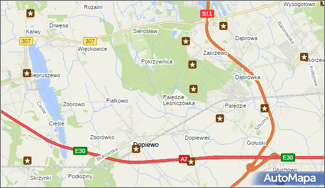 mapa Palędzie Leśniczówka, Palędzie Leśniczówka na mapie Targeo