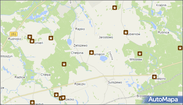mapa Pamięcin gmina Recz, Pamięcin gmina Recz na mapie Targeo
