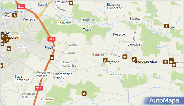 mapa Parczew gmina Sieroszewice, Parczew gmina Sieroszewice na mapie Targeo