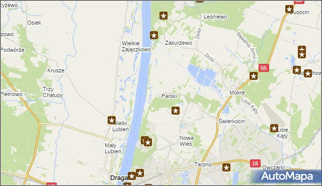 mapa Parski gmina Grudziądz, Parski gmina Grudziądz na mapie Targeo
