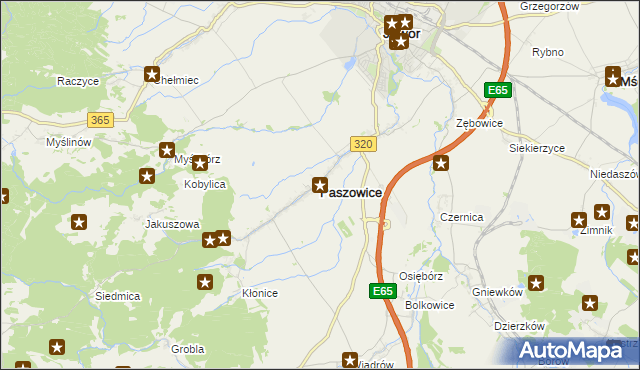 mapa Paszowice, Paszowice na mapie Targeo