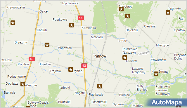 mapa Pątnów powiat wieluński, Pątnów powiat wieluński na mapie Targeo