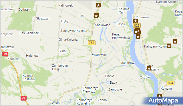 mapa Pawłowice gmina Solec nad Wisłą, Pawłowice gmina Solec nad Wisłą na mapie Targeo