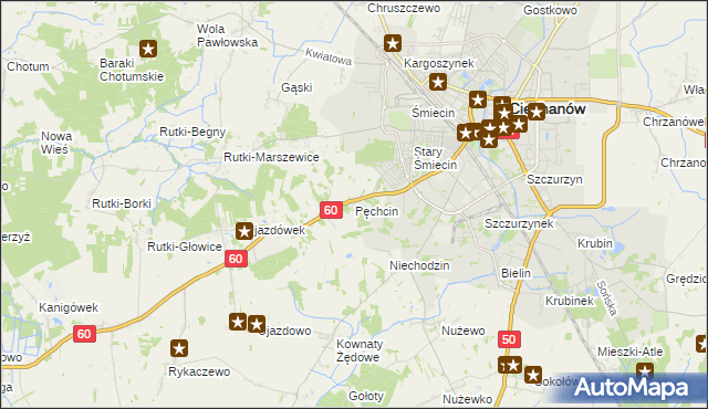mapa Pęchcin, Pęchcin na mapie Targeo