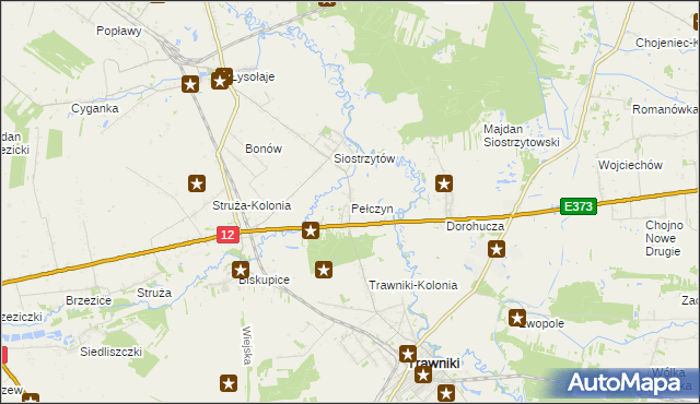 mapa Pełczyn gmina Trawniki, Pełczyn gmina Trawniki na mapie Targeo