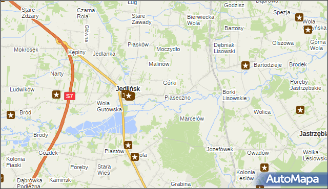 mapa Piaseczno gmina Jedlińsk, Piaseczno gmina Jedlińsk na mapie Targeo