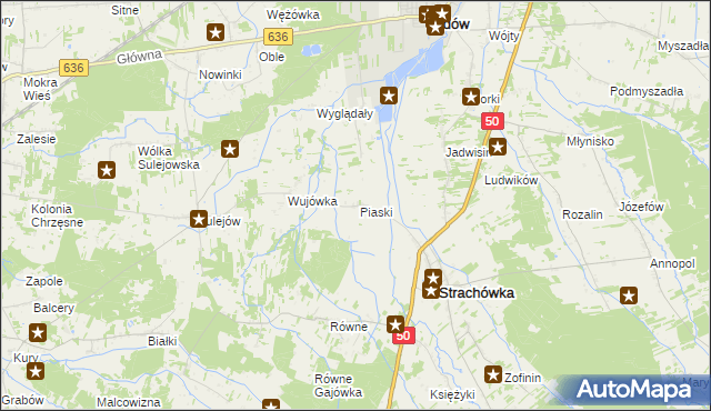 mapa Piaski gmina Strachówka, Piaski gmina Strachówka na mapie Targeo