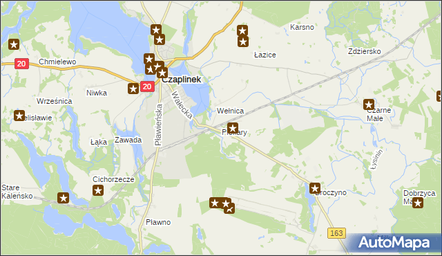 mapa Piekary gmina Czaplinek, Piekary gmina Czaplinek na mapie Targeo