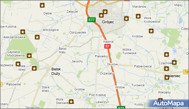 mapa Piekiełko gmina Grójec, Piekiełko gmina Grójec na mapie Targeo